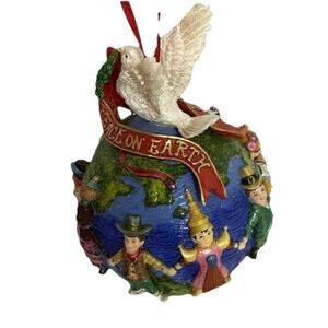 Y2K 2000 Christopher Radko United for Peace Resin Globe Ornament 5.75” W Box